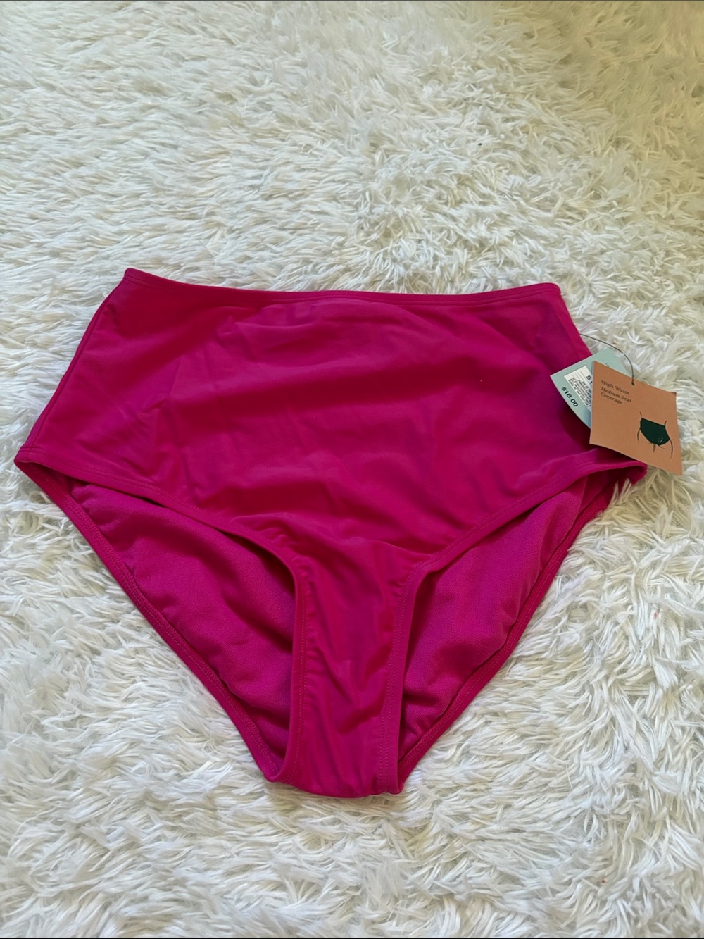 NWT Shade & Shore Pink High Waist Medium Seat Coverage Size S Swim Bottoms